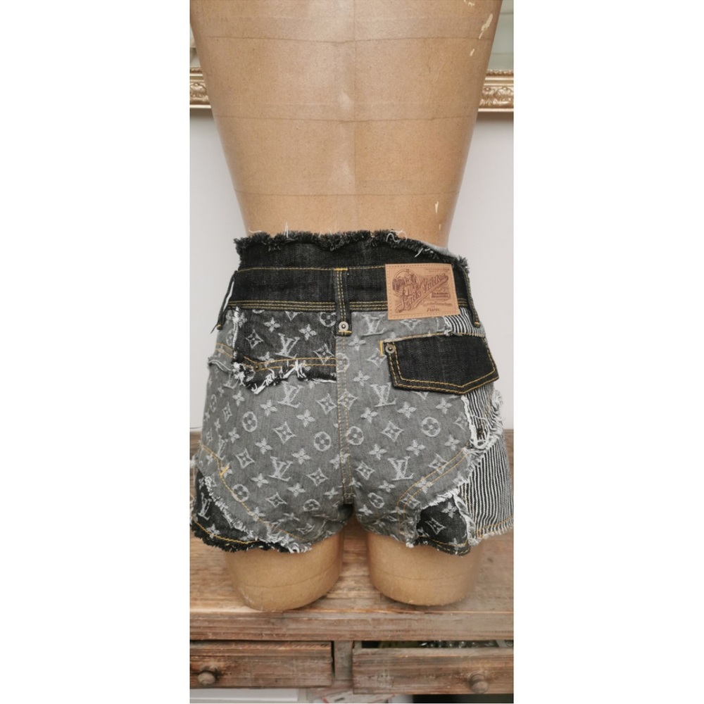 Authentic Louis Vuitton Patchwork Denim Shorts - image 6